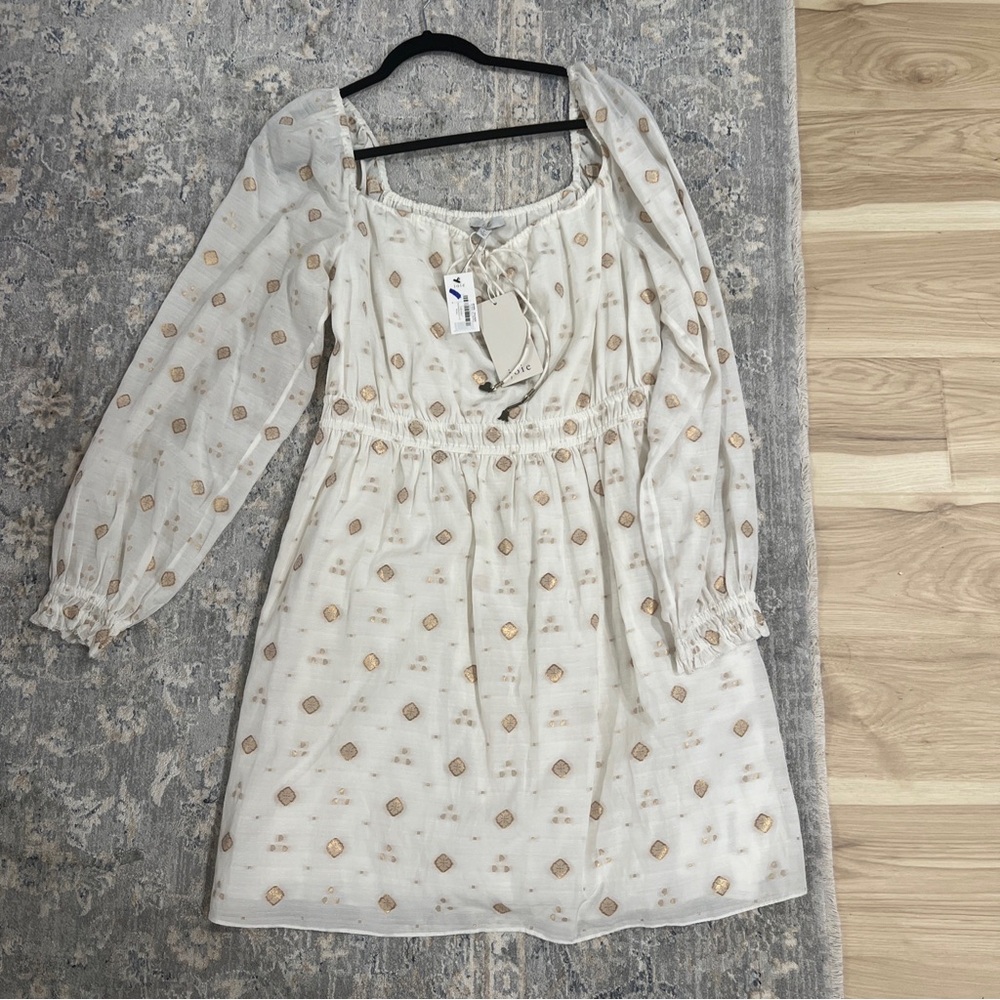 Joie Mianda Dress NWT Mini Porcelain Gold Details MSRP $348